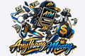 ANYTHANG MONEY Blue and Gold DTF