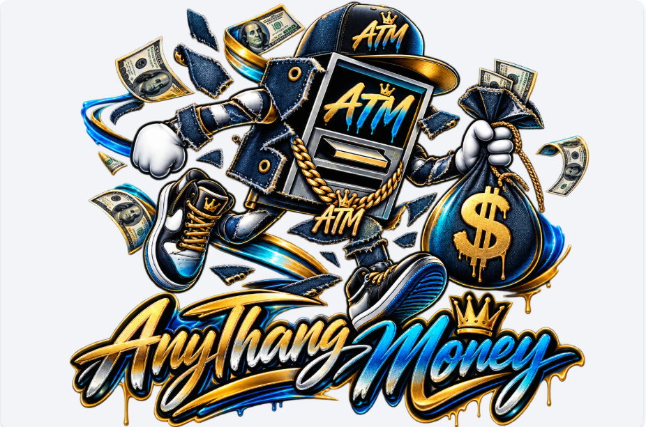 ANYTHANG MONEY Blue and Gold DTF