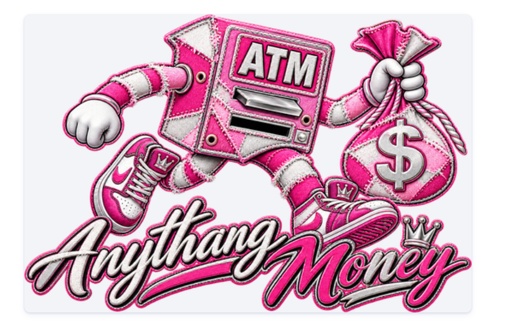 ANYTHANG MONEY Pink and Silver DTF
